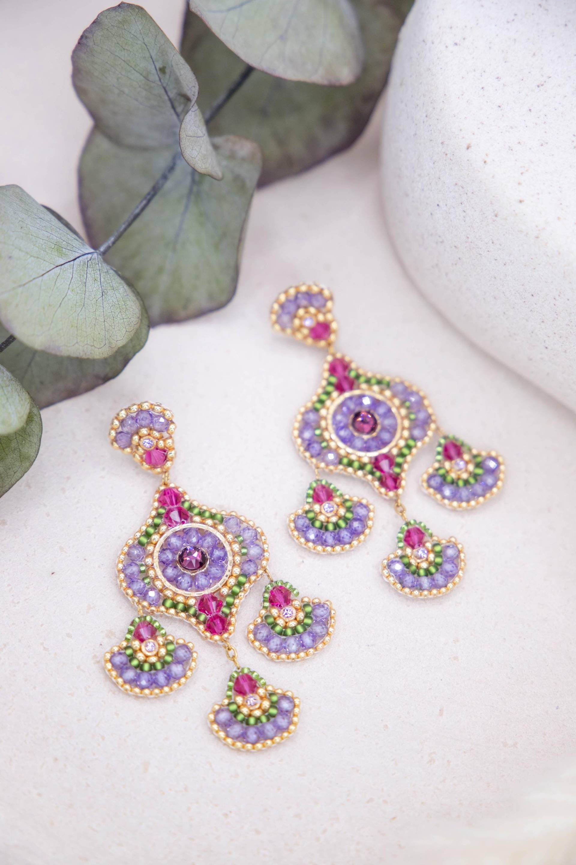 Handgefertigte Statement-Ohrringe, Perlenohrringe, Boho Ohrringe, Filigrane Einzigartiges Geschenk Für Sie von SteinerlSchmuck