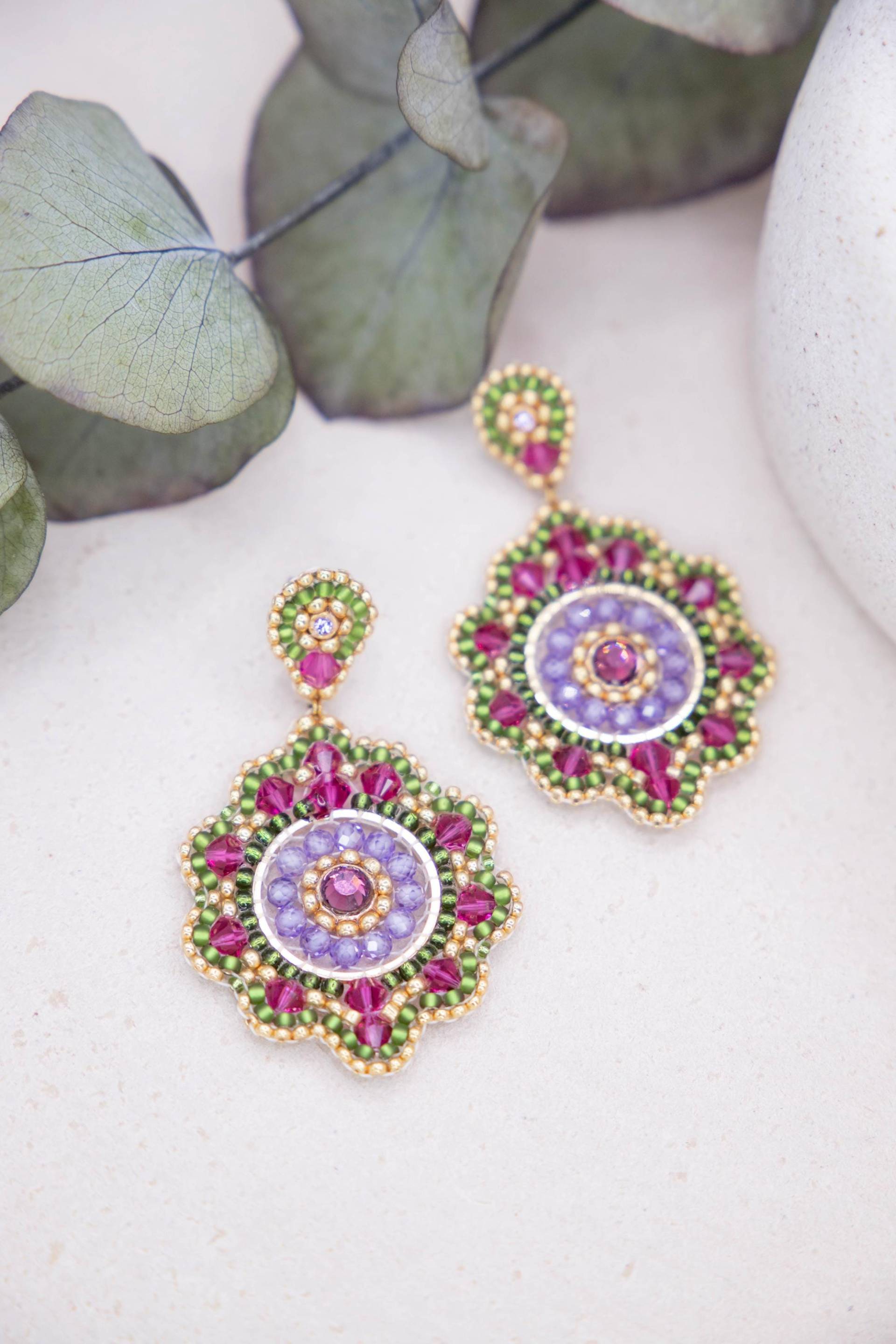 Handgefertigte Statement-Ohrringe, Perlenohrringe, Boho Ohrringe, Filigrane Einzigartiges Geschenk Für Sie von SteinerlSchmuck