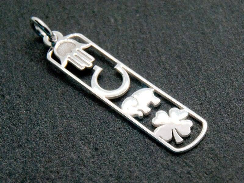 2x Glücksbringer Hand Hufeisen Elefant Vierblättriges Kleeblatt Ca 27mm 925 Silber #7214 von SteineundmehrBeads