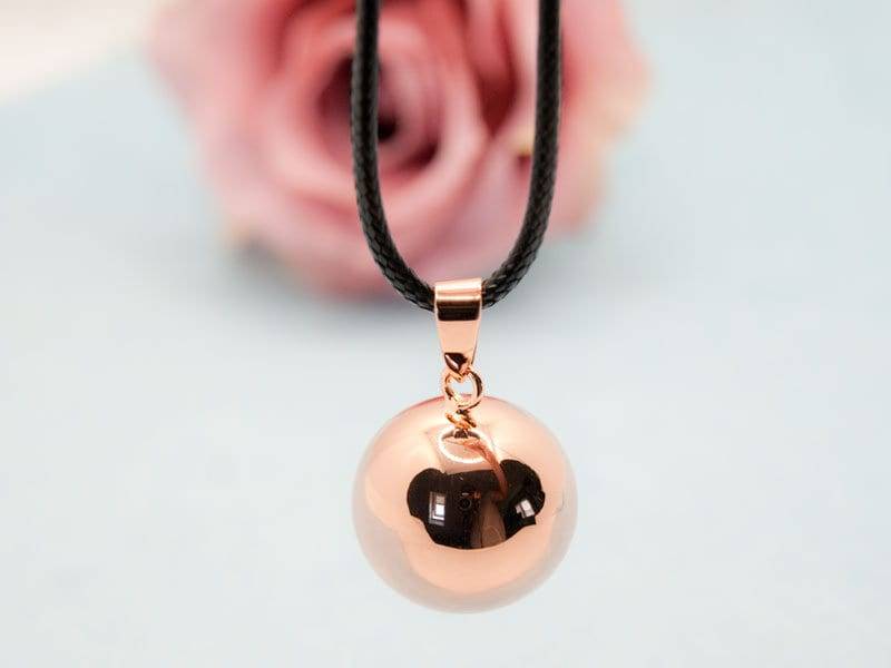 Schwangerschaftkugel Mit Klang Rosegold 20mm Incl. Kordel 110cm - 2 Stück von SteineundmehrBeads