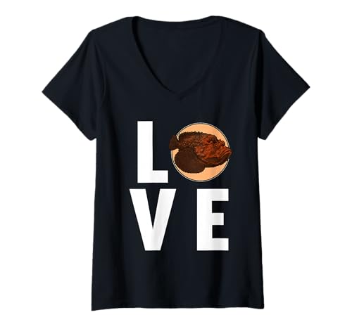 Damen Steinfische Steinfisch T-Shirt mit V-Ausschnitt Damen Steinfische Steinfisch T-Shirt mit V-Ausschnitt von Steinfische Steinfisch Tier Shop