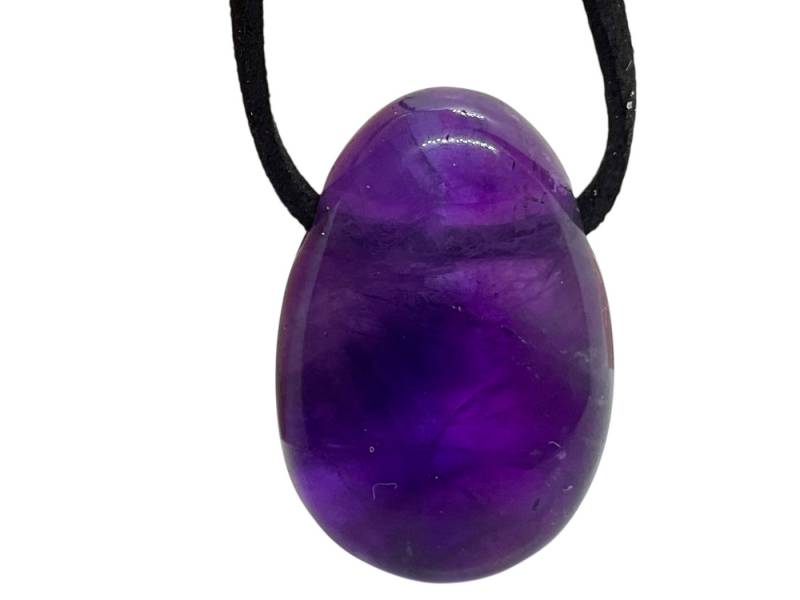 Steinfixx® Amulett Set Edelstein Anhänger aus echtem Amethyst, Tropfenanhänger (starker Heilstein, 1-tlg., Handarbeit, Brasilien), incl. 80 cm Wildlederband, Geschenkverpackung von Steinfixx®