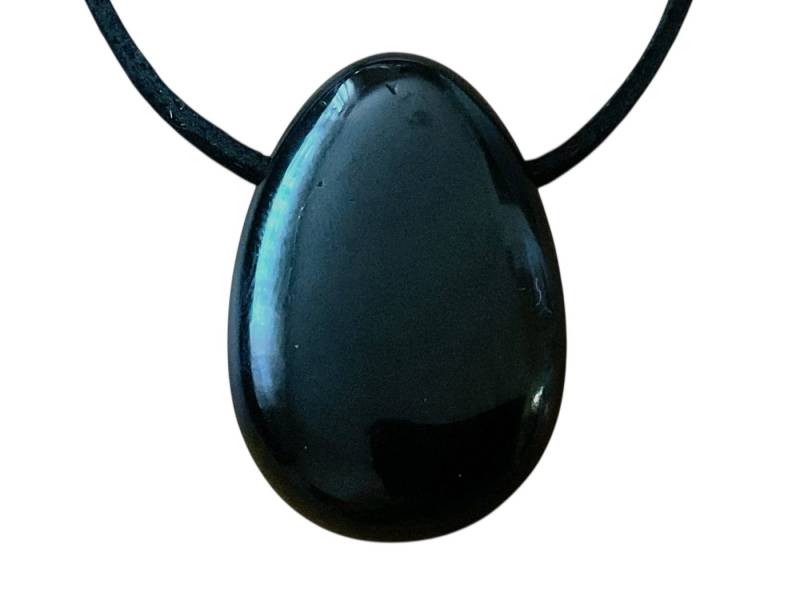 Steinfixx® Amulett Set Edelstein Anhänger aus echtem Turmalin (Schörl), Tropfenanhänger (starker Schutzstein, 1-tlg., Handarbeit, Brasilien), incl. 80 cm Wildlederband, Geschenkverpackung von Steinfixx®