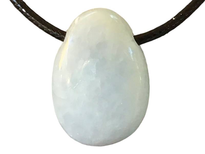 Steinfixx® Amulett Set Edelstein Anhänger aus echtem blauem Calcit, Tropfenanhänger (Blickfang, 1-tlg., Handarbeit, Brasilien), incl. 80 cm Wildlederband, Geschenkverpackung von Steinfixx®