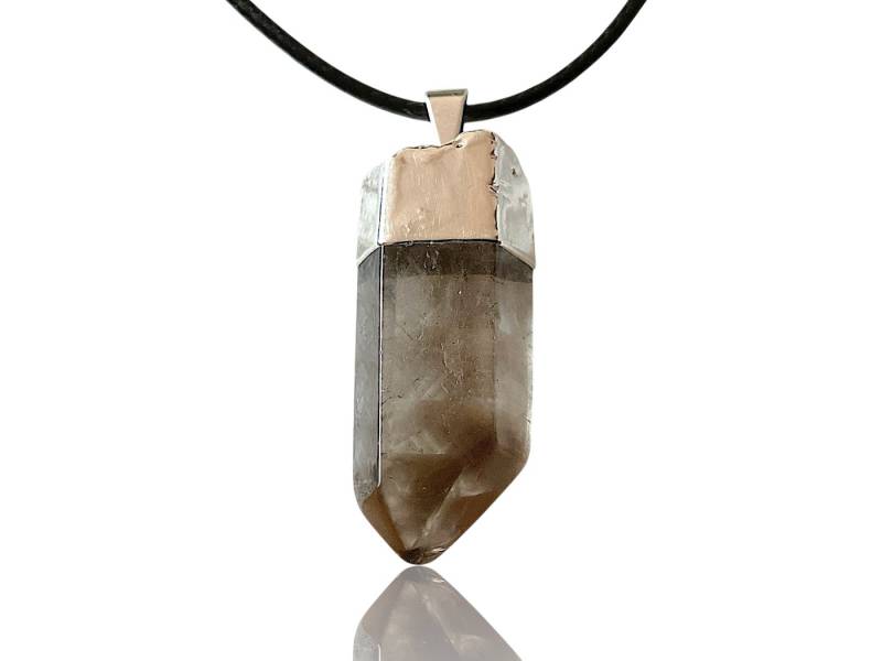 Steinfixx® Amulett Set Rauchquarz Silberanhänger I Edelsteinanhänger I Heilstein I Brasilien (in Samtsäckchen, 1-tlg., Anhänger und Kordelkette), Neue Kraft und Lebensfreude von Steinfixx®