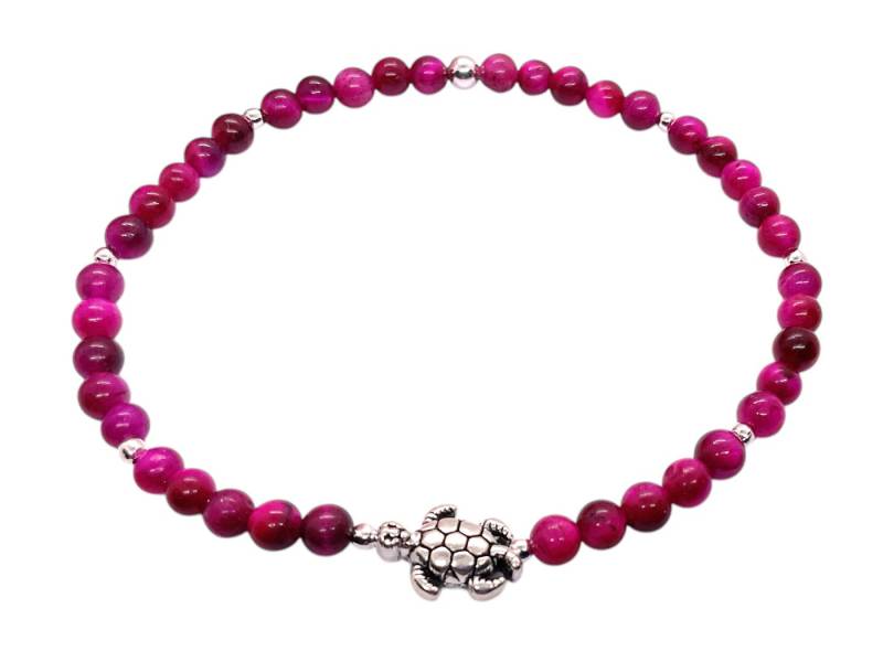 Steinfixx® Armband Perlenarmband 4mm - Schildkröte - 5 verschiedene Edelsteinsorten (Handmade in Deutschland, 925 Silberperlen), incl. Geschenkbox von Steinfixx®