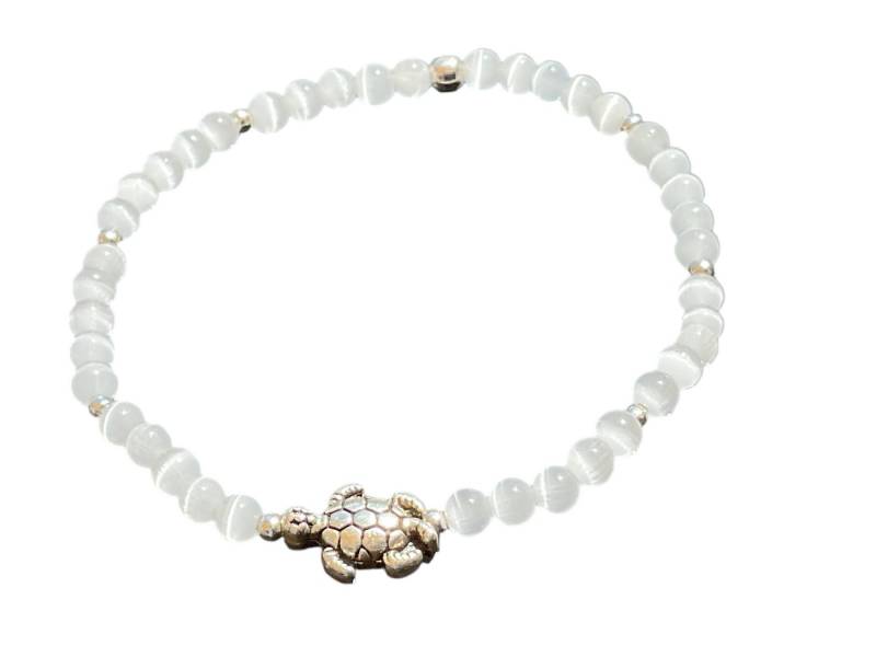 Steinfixx® Armband Perlenarmband 4mm - Schildkröte - 5 verschiedene Edelsteinsorten (Handmade in Deutschland, 925 Silberperlen), incl. Geschenkbox von Steinfixx®