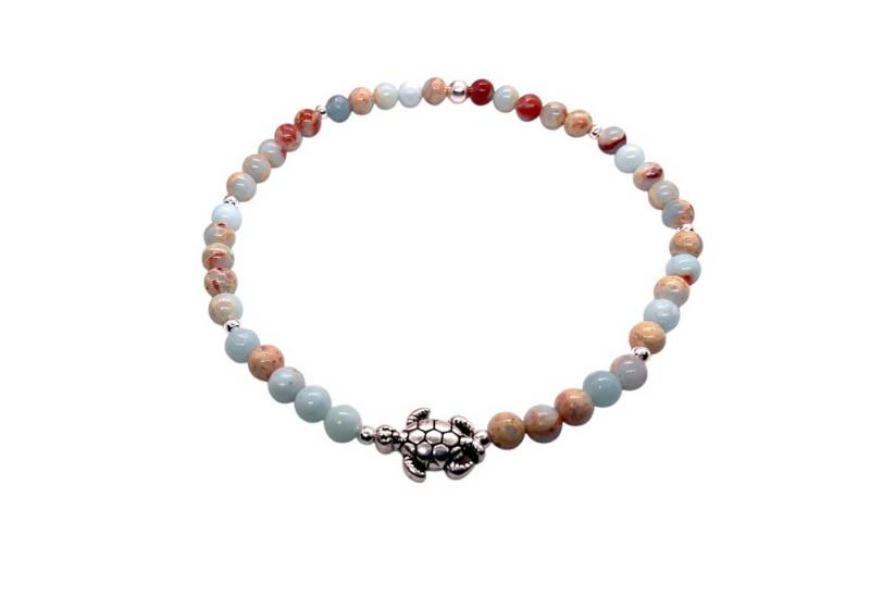 Steinfixx® Armband Perlenarmband 4mm - Schildkröte - 5 verschiedene Edelsteinsorten (Handmade in Deutschland, 925 Silberperlen), incl. Geschenkbox von Steinfixx®
