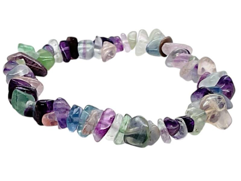 Steinfixx® Armband Regenbogenfluorit Splitterarmband - Mexiko - Schutzstein (1-tlg., 18 cm Umfang), 100 % echt, Handarbeit von Steinfixx®