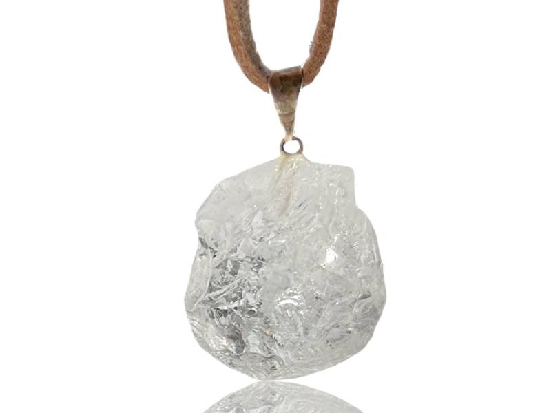 Steinfixx® Kette mit Anhänger Edelstein Rohkristall Kette - wunderschöner Cluster - Handmade (Anhänger mit Lederkette, 1-tlg., Aventurin, Amethyst, Bergkristall oder Rosenquarz), Kristall-Energieschmuck naturbelassen mit versilberter Öse von Steinfixx®