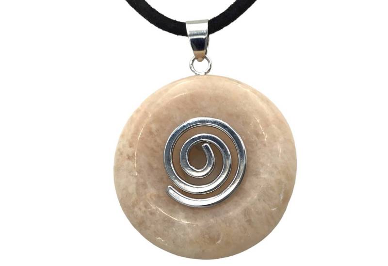 Steinfixx® Lange Kette echter Edelsteindonut 30 mm, incl. Geschenkbox, viele Varianten (incl. Wildlederband 80 cm, Handmade), zusätzlich wahlweise mit Silber- oder Goldspirale von Steinfixx®