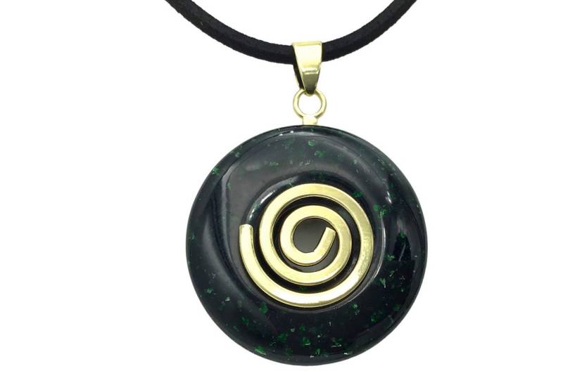 Steinfixx® Lange Kette echter Edelsteindonut 30 mm, incl. Geschenkbox, viele Varianten (incl. Wildlederband 80 cm, Handmade), zusätzlich wahlweise mit Silber- oder Goldspirale von Steinfixx®