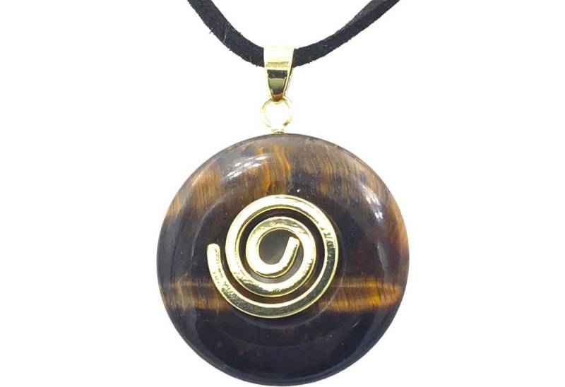 Steinfixx® Lange Kette echter Edelsteindonut 30 mm, incl. Geschenkbox, viele Varianten (incl. Wildlederband 80 cm, Handmade), zusätzlich wahlweise mit Silber- oder Goldspirale von Steinfixx®