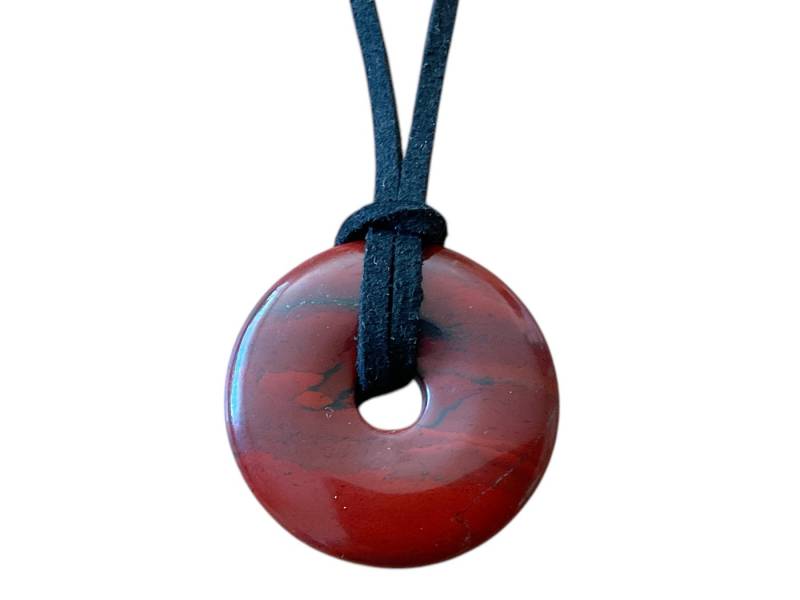 Steinfixx® Lange Kette echter Edelsteindonut 30 mm, incl. Geschenkbox, viele Varianten (incl. Wildlederband 80 cm, Handmade), zusätzlich wahlweise mit Silber- oder Goldspirale von Steinfixx®