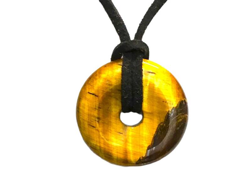 Steinfixx® Lange Kette echter Edelsteindonut 30 mm, incl. Geschenkbox, viele Varianten (incl. Wildlederband 80 cm, Handmade), zusätzlich wahlweise mit Silber- oder Goldspirale von Steinfixx®