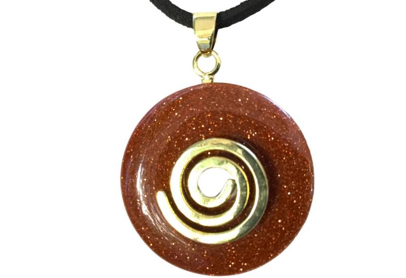 Steinfixx® Lange Kette echter Edelsteindonut 30 mm, incl. Geschenkbox, viele Varianten (incl. Wildlederband 80 cm, Handmade), zusätzlich wahlweise mit Silber- oder Goldspirale von Steinfixx®