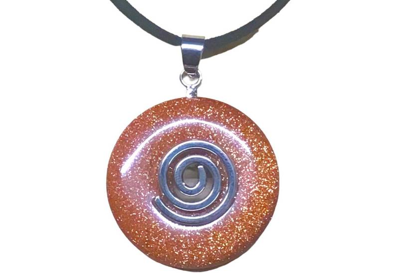 Steinfixx® Lange Kette echter Edelsteindonut 30 mm, incl. Geschenkbox, viele Varianten (incl. Wildlederband 80 cm, Handmade), zusätzlich wahlweise mit Silber- oder Goldspirale von Steinfixx®