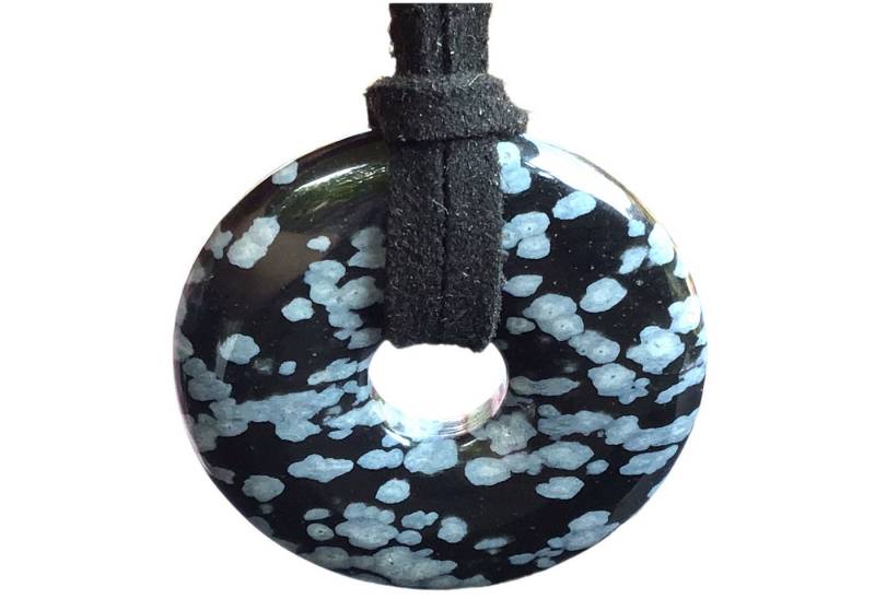 Steinfixx® Lange Kette echter Edelsteindonut 30 mm, incl. Geschenkbox, viele Varianten (incl. Wildlederband 80 cm, Handmade), zusätzlich wahlweise mit Silber- oder Goldspirale von Steinfixx®