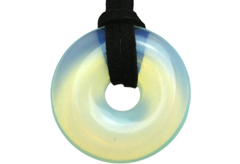 Steinfixx® Lange Kette echter Edelsteindonut 30 mm, incl. Geschenkbox, viele Varianten (incl. Wildlederband 80 cm, Handmade), zusätzlich wahlweise mit Silber- oder Goldspirale von Steinfixx®