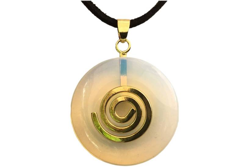 Steinfixx® Lange Kette echter Edelsteindonut 30 mm, incl. Geschenkbox, viele Varianten (incl. Wildlederband 80 cm, Handmade), zusätzlich wahlweise mit Silber- oder Goldspirale von Steinfixx®