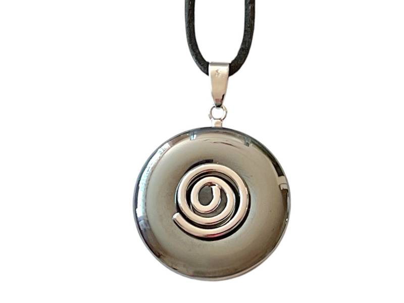 Steinfixx® Lange Kette echter Edelsteindonut 30 mm, incl. Geschenkbox, viele Varianten (incl. Wildlederband 80 cm, Handmade), zusätzlich wahlweise mit Silber- oder Goldspirale von Steinfixx®