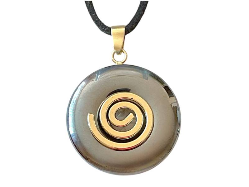 Steinfixx® Lange Kette echter Edelsteindonut 30 mm, incl. Geschenkbox, viele Varianten (incl. Wildlederband 80 cm, Handmade), zusätzlich wahlweise mit Silber- oder Goldspirale von Steinfixx®