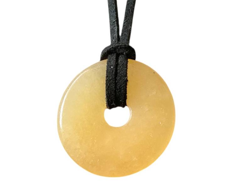 Steinfixx® Lange Kette echter Edelsteindonut 30 mm, incl. Geschenkbox, viele Varianten (incl. Wildlederband 80 cm, Handmade), zusätzlich wahlweise mit Silber- oder Goldspirale von Steinfixx®