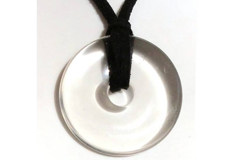 Steinfixx® Lange Kette echter Edelsteindonut 30 mm, incl. Geschenkbox, viele Varianten (incl. Wildlederband 80 cm, Handmade), zusätzlich wahlweise mit Silber- oder Goldspirale von Steinfixx®