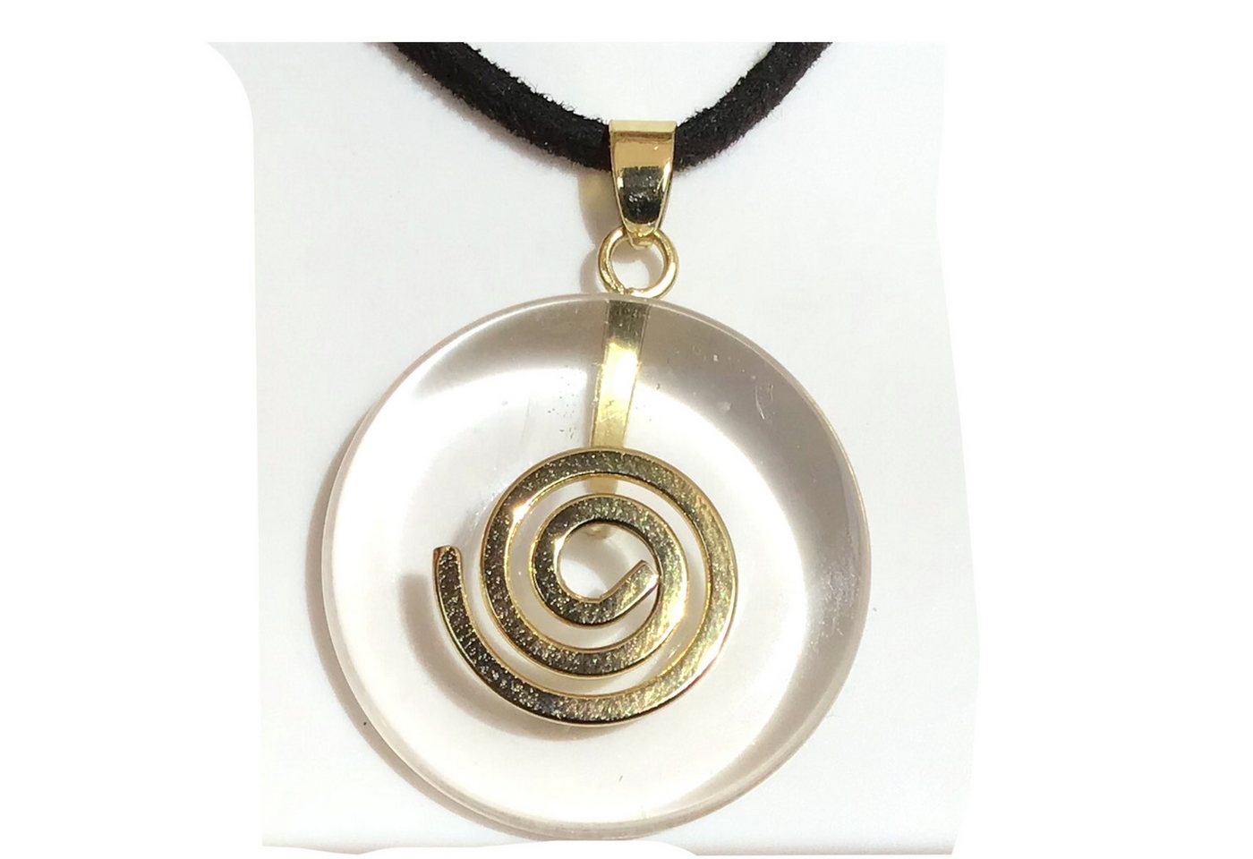 Steinfixx® Lange Kette echter Edelsteindonut 30 mm, incl. Geschenkbox, viele Varianten (incl. Wildlederband 80 cm, Handmade), zusätzlich wahlweise mit Silber- oder Goldspirale von Steinfixx®