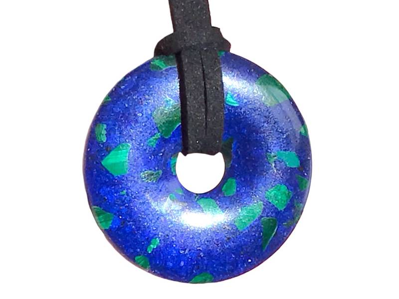 Steinfixx® Lange Kette echter Edelsteindonut 30 mm, incl. Geschenkbox, viele Varianten (incl. Wildlederband 80 cm, Handmade), zusätzlich wahlweise mit Silber- oder Goldspirale von Steinfixx®