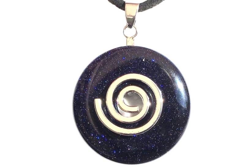 Steinfixx® Lange Kette echter Edelsteindonut 30 mm, incl. Geschenkbox, viele Varianten (incl. Wildlederband 80 cm, Handmade), zusätzlich wahlweise mit Silber- oder Goldspirale von Steinfixx®