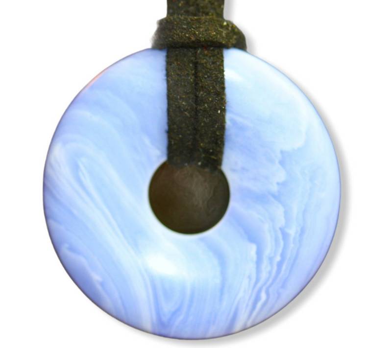 Steinfixx® Lange Kette echter Edelsteindonut 30 mm, incl. Geschenkbox, viele Varianten (incl. Wildlederband 80 cm, Handmade), zusätzlich wahlweise mit Silber- oder Goldspirale von Steinfixx®