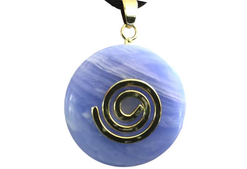 Steinfixx® Lange Kette echter Edelsteindonut 30 mm, incl. Geschenkbox, viele Varianten (incl. Wildlederband 80 cm, Handmade), zusätzlich wahlweise mit Silber- oder Goldspirale von Steinfixx®