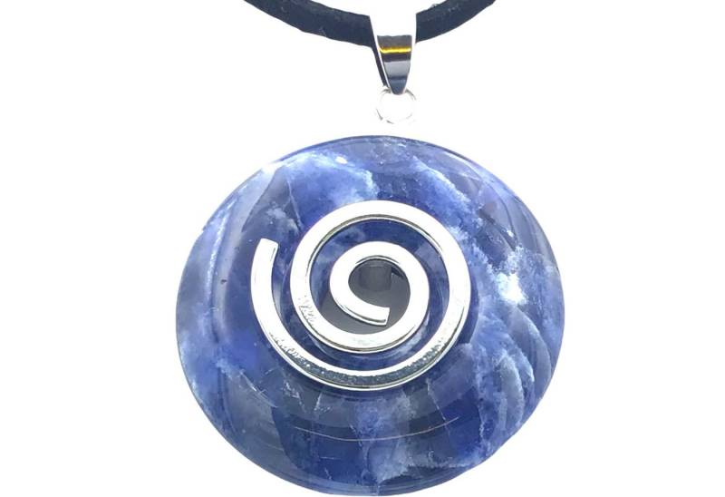 Steinfixx® Lange Kette echter Edelsteindonut 30 mm, incl. Geschenkbox, viele Varianten (incl. Wildlederband 80 cm, Handmade), zusätzlich wahlweise mit Silber- oder Goldspirale von Steinfixx®