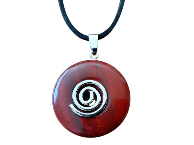 Steinfixx® Lange Kette echter Edelsteindonut 30 mm, incl. Geschenkbox, viele Varianten (incl. Wildlederband 80 cm, Handmade), zusätzlich wahlweise mit Silber- oder Goldspirale von Steinfixx®