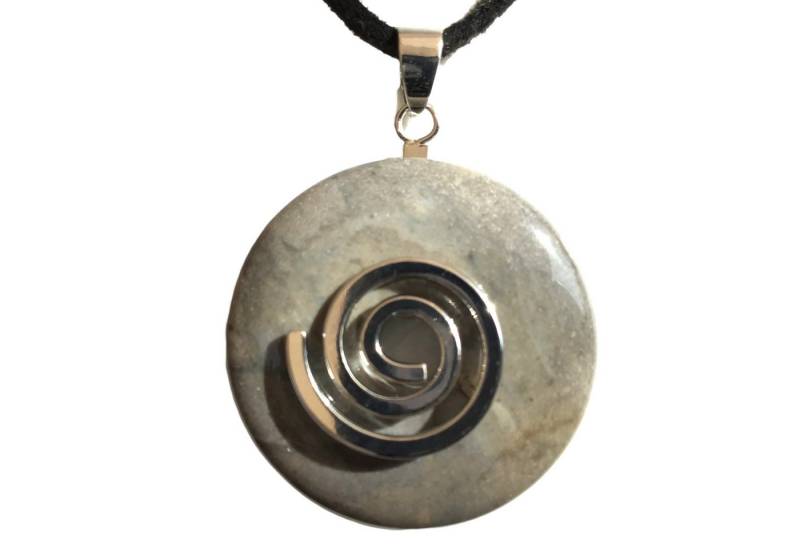 Steinfixx® Lange Kette echter Edelsteindonut 30 mm, incl. Geschenkbox, viele Varianten (incl. Wildlederband 80 cm, Handmade), zusätzlich wahlweise mit Silber- oder Goldspirale von Steinfixx®