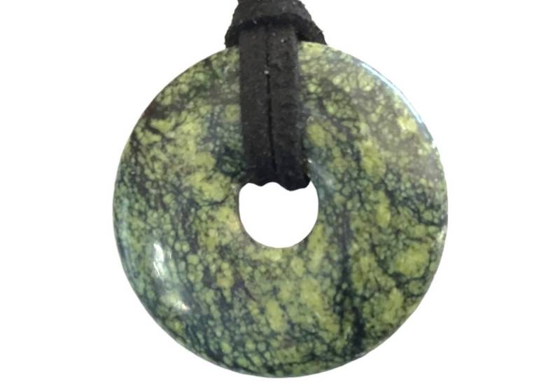 Steinfixx® Lange Kette echter Edelsteindonut 30 mm, incl. Geschenkbox, viele Varianten (incl. Wildlederband 80 cm, Handmade), zusätzlich wahlweise mit Silber- oder Goldspirale von Steinfixx®