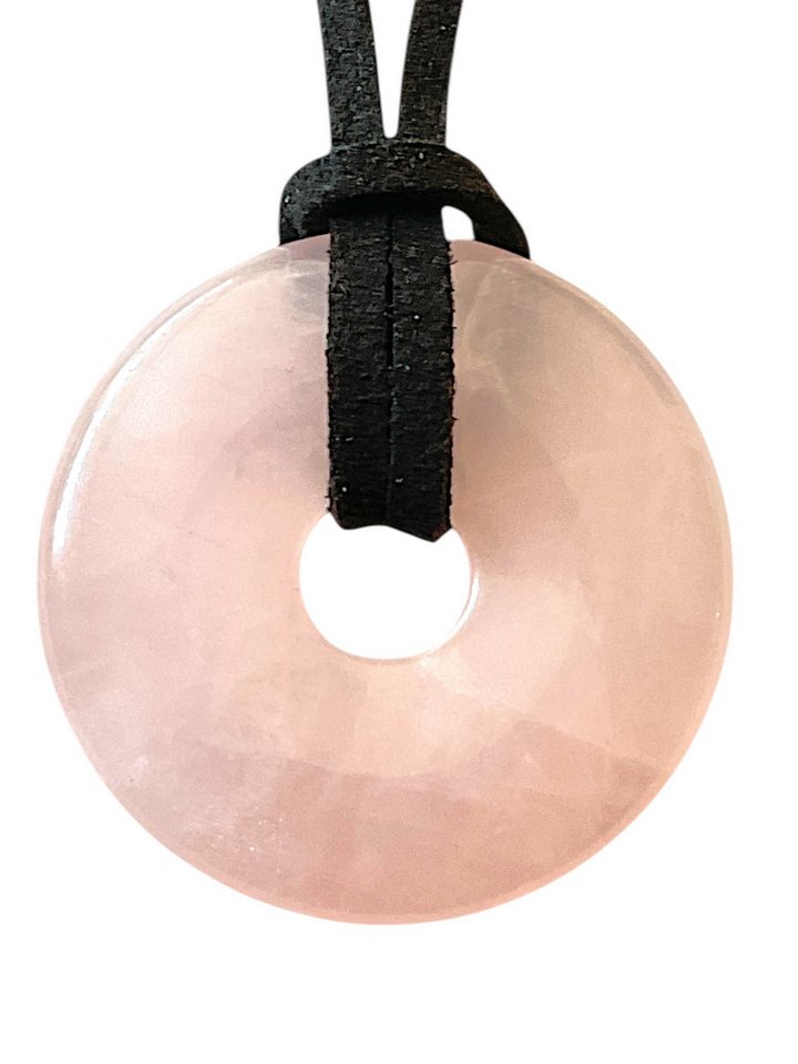 Steinfixx® Lange Kette echter Edelsteindonut 30 mm, incl. Geschenkbox, viele Varianten (incl. Wildlederband 80 cm, Handmade), zusätzlich wahlweise mit Silber- oder Goldspirale von Steinfixx®