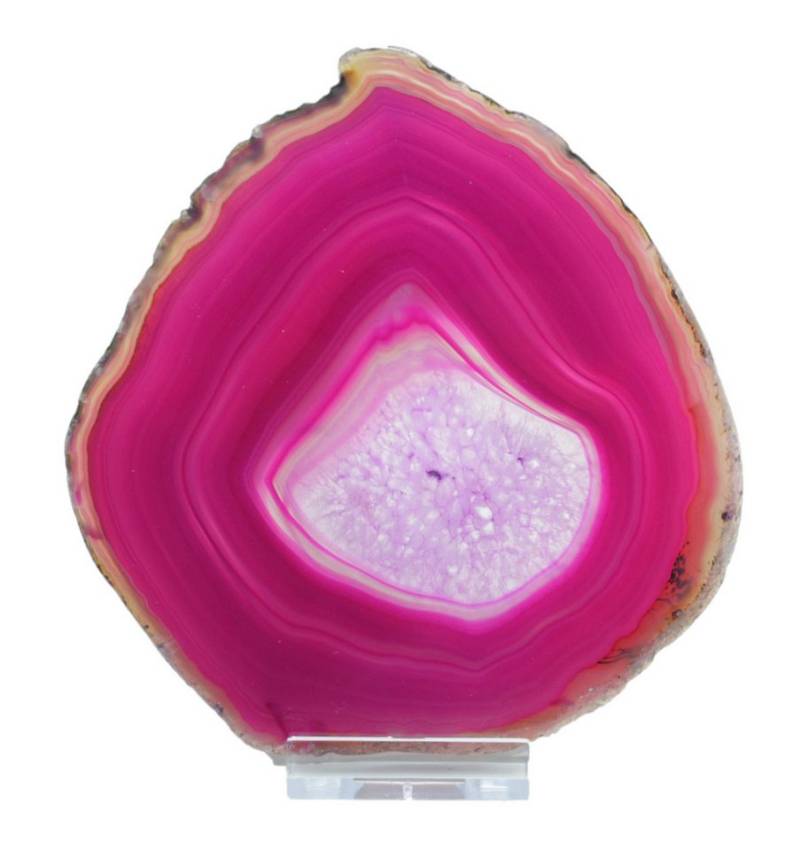 Steinfixx® Mineralstein Achatscheibe 10-12 cm mit Acrylständer I beidseitig poliert, (lila, rot, grün, blau, schwarz oder braun, 1-St., Brasilien), Blickfang I Heilstein von Steinfixx®