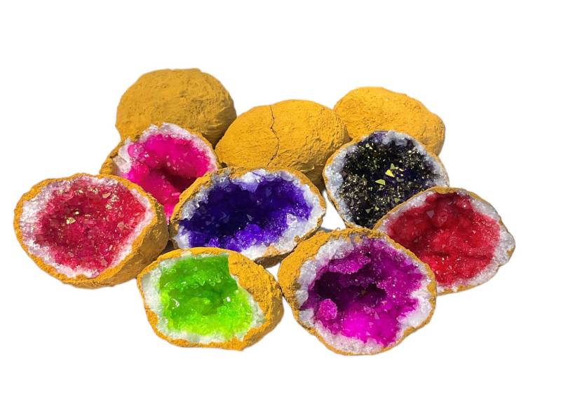 Steinfixx® Mineralstein Geodenpaare gefärbt 5-6 cm I 7 verschiedene Farben I bereits geknackt, (Glücksgeoden, 1-St., original Geoden), Überraschungsgeoden von Steinfixx®