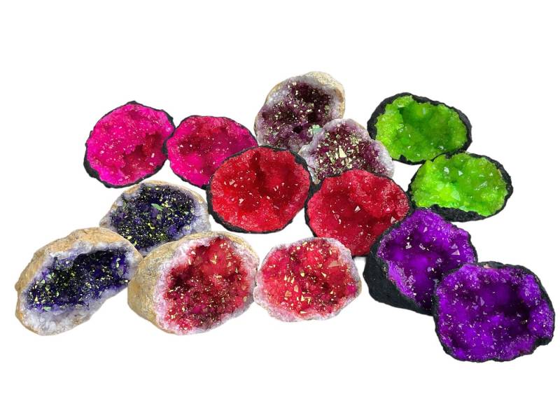 Steinfixx® Mineralstein Geodenpaare gefärbt 6-7 cm I 7 verschiedene Farben I bereits geknackt, (Glücksgeoden, 1-St., original Geoden), Überraschungsgeoden von Steinfixx®