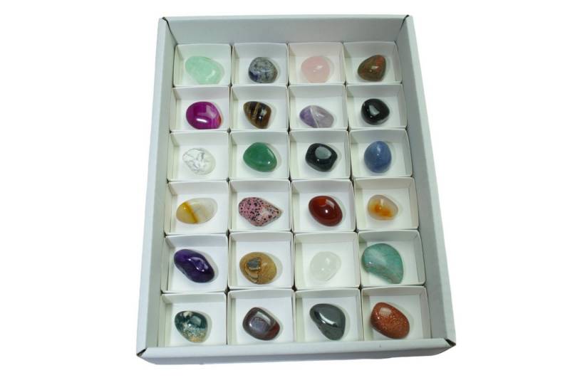 Steinfixx® Mineralstein Premium Mineraliensammlung Trommelsteine aus aller Welt 24-teilig, (Spar-Set, 2-St., Mineraliensammlung Trommelsteine aus aller Welt 24-teilig), mit Anleitung von Steinfixx®