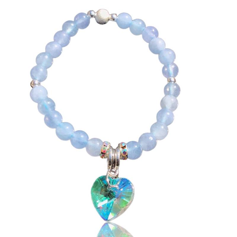 Steinfixx® Perlenarmband Aquamarin Armband mit Aura Herz Größe M (entzückend und edel, 1-tlg., 16-17 cm, Perlen 4-6mm), Edelsteinarmband inclusive edler Geschenkbox von Steinfixx®