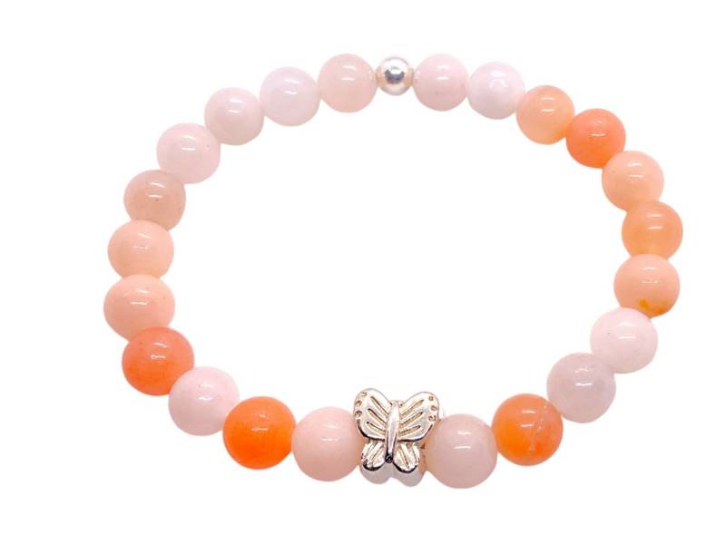 Steinfixx® Perlenarmband Edelsteinarmband Aventurin rot-pink mit 925 Silberperle (Schutzarmband in 6 oder 8 mm, Grösse M, 1-tlg., Handmade in Germany, jedes Stück ein Unikat), Natursteine, Erste-Hilfe-Stein, incl. edler Geschenkbox von Steinfixx®