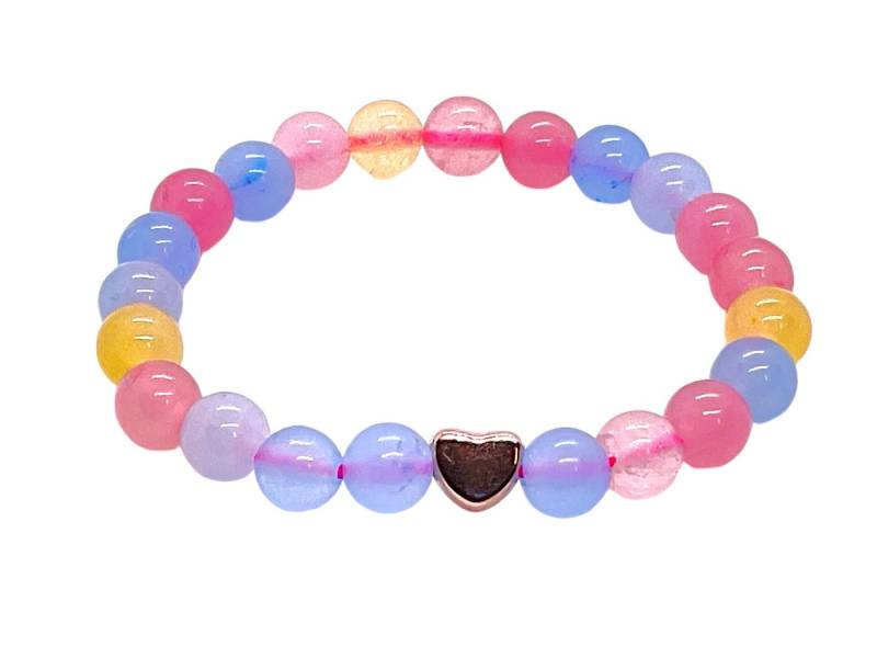 Steinfixx® Perlenarmband Edelsteinarmband aus Morganit mit 14k rosèvergoldeten Elementen (Einzelarmband 1-tlg. oder als Set Mama und Tochter, 1-tlg., incl. Geschenkbox, Handmade in Germany), Der Engelsstein, Symbol der Liebe - 18cm oder 14 cm - von Steinfixx®