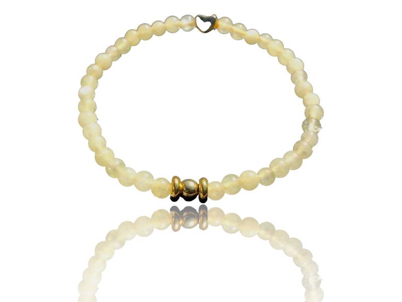 Steinfixx® Perlenarmband Elegantes Topas Perlen Armband mit vergoldeten Elementen (Perle und Herzchen, erhellt Ihren Alltag, Handmade), Glück und Freude - inclusive edler Geschenkbox von Steinfixx®