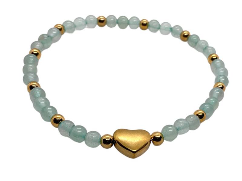 Steinfixx® Perlenarmband Grüner Aventurin Armband 4mm mit Messingherz und Geschenkbox (mit 12 Messingperlen je 4mm, 1-tlg., Entspannung), Inclusive edler Geschenkbox mit Magnetverschluss und Edelsteinkarte von Steinfixx®