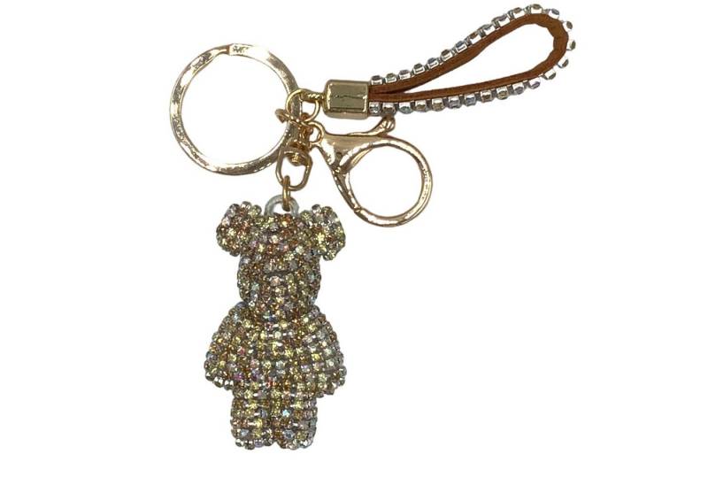 Steinfixx® Schlüsselanhänger Edler Strass Teddybär Cartoon Schlüsselanhänger mit Lederband (Teddybär Anhänger mit Schlüsselring und Karabinerhaken sowie Schlaufe), Schlüsselanhänger - Handyanhänger reich bestückt mit Rhinestones von Steinfixx®