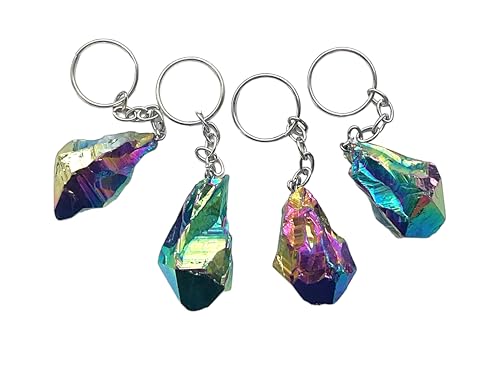 Steinfixx® - Wunderschöner Amethyst Titanium Aura Quarz Schlüsselanhänger I Rainbow I Quarz-Aura I Titanium I Heilkristall I Heistein I USA von Steinfixx