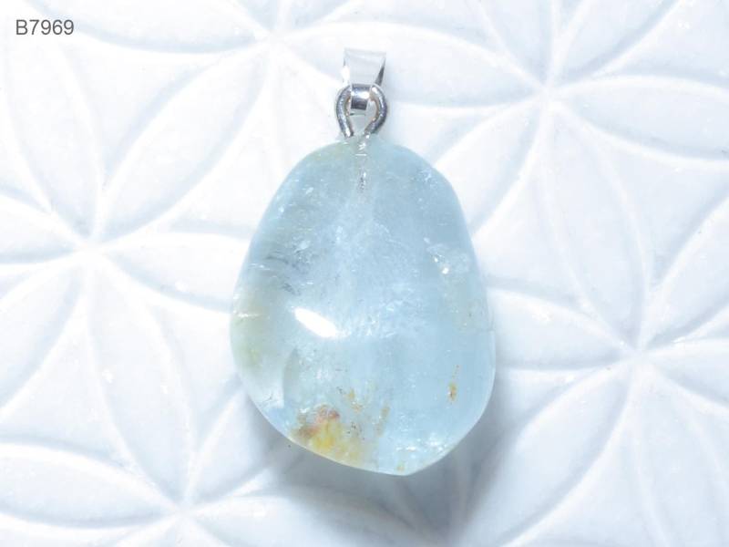 Blautopas-Anhänger | Trommelstein Mit Schlaufe Aus 925 Silber Blauer Topas von SteinkraftShop